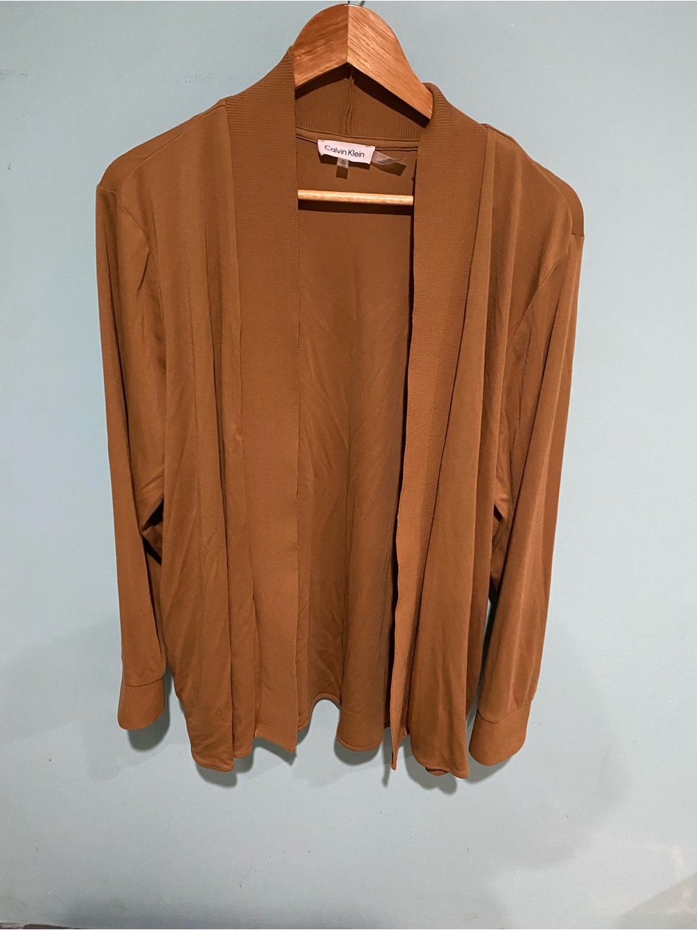 Calvin Klein Open Front Layering Cardigan - Cognac Brown